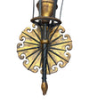 A large pair of Italian 1940s torchiere gilt and black metal wall sconces