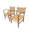 A pair of Mid Century French bent wood chairs in the style of Erich Dieckmann with original woven rope seats - Mid Century Furniture - Mid Century Chairs