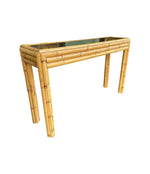 An Italian Mid Century bamboo console table with smoked glass top attributed to Vivai Del Sud - Mid Century Furniture