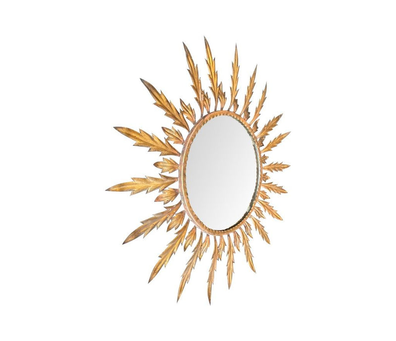 A lovely large Italian Mid Century gilt metal sunburst mirror - Mid Century Mirrors