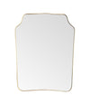 A large original 1950s Italian shield mirror with brass frame, original plate and solid wood back