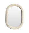 A 1970s oval mirror by Maitland Smith with tessellated marble frame.