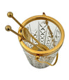 A 1960s Val Saint Lambert crystal and gold plated ice bucket with ice grabbers