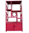An Italian 1970s burgundy red bamboo shelving unit by Vivai del Sud