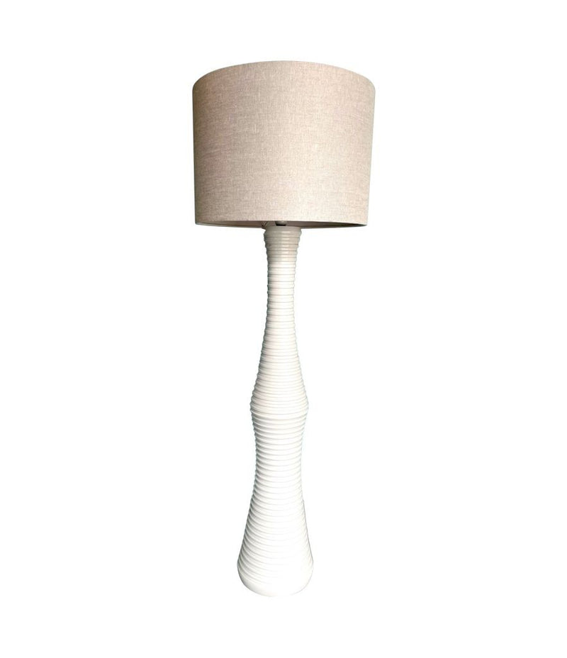 Mid Century Floor Lamp white ribbed ceramic base - Mid century Lighting - 70's floor lamp