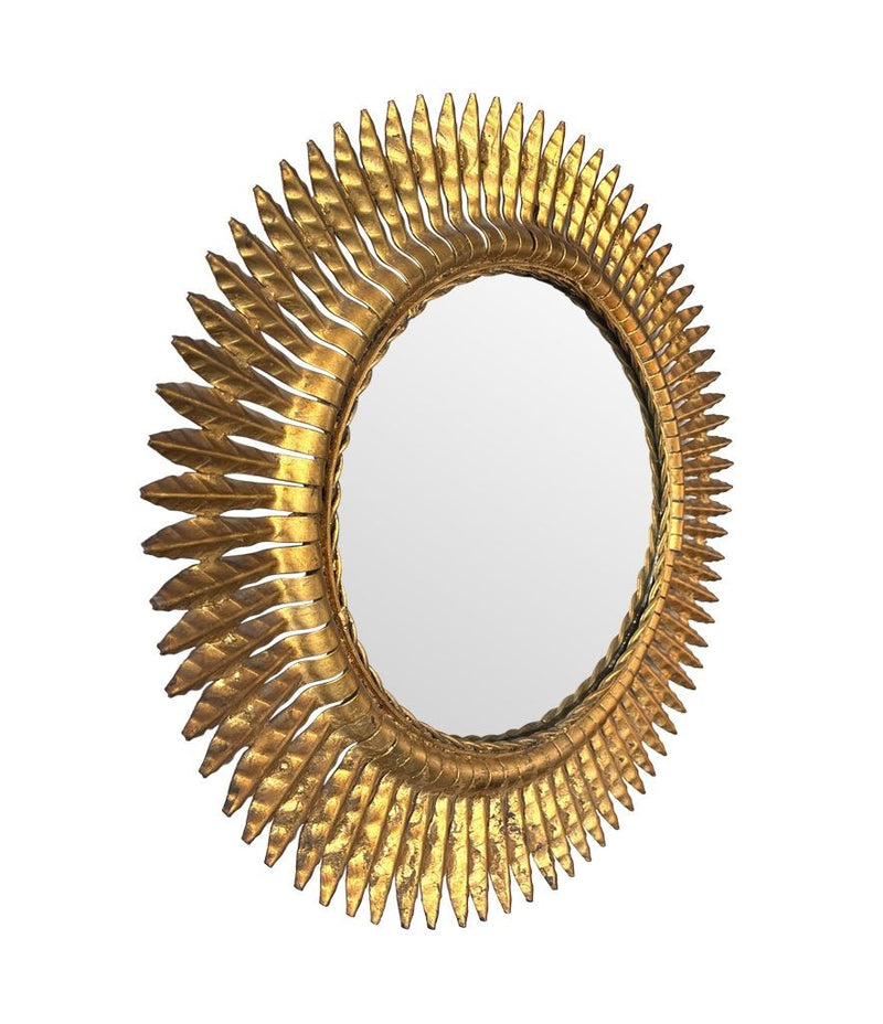 Spanish mid century gilt metal sunburst mirror - Mid Century Mirrors