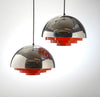 Polished chrome and orange steel Milieu ceiling lights by Jo Hammerborg - Mid Century Lighting - Ed Butcher Antiques Shop London