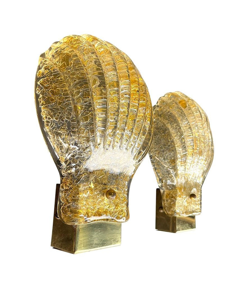 Vintage wall sconces Barovier & Toso Muran glass shell design - Italian 1960s 