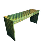 A 1970s woven green rattan three drawer console table by Vivai Del Sud