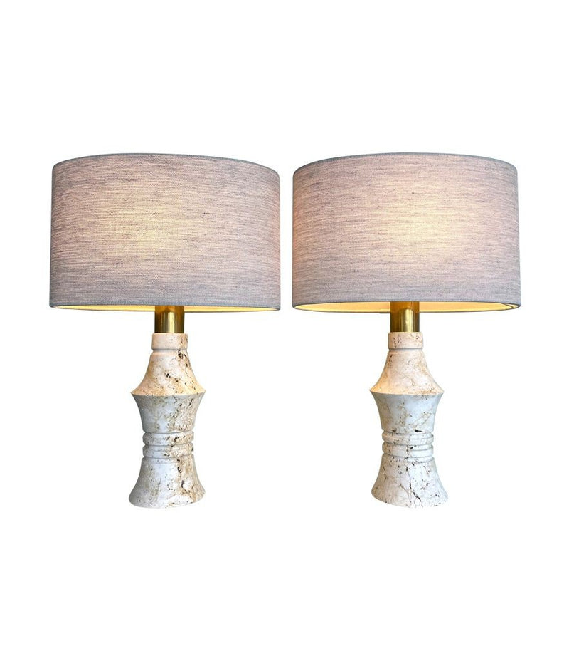 Mid Century table Lamps with Travertine bases by Fratelli Mannelli - Mid Century Lighting - 1970s table lamps