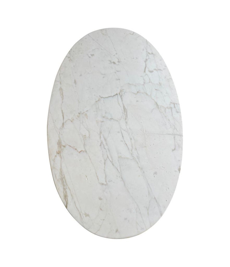 An Italian 1970s oval Carrara marble coffee table in the style of Angelo Mangiarotti