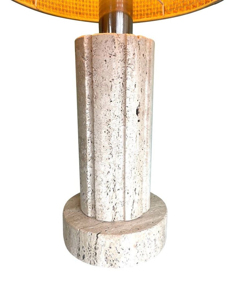 Mid Century travertine Lamp by Fratelli Manelli with rattan shade - Mid Century Lighting - Ed Butcher Antiques Shop London