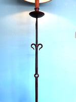 Mid century floor lamp Spanish wrought iron with bespoke linen shade - Mid Century Lighting