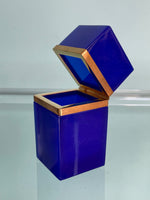 An Italian Mid Century cobalt blue Murano glass hinged lidded box by Giovanni Cenedese