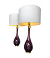 Pair of Italian Purple Murano Glass teardrop shaped lamps - Ed Butcher Antique Shop London