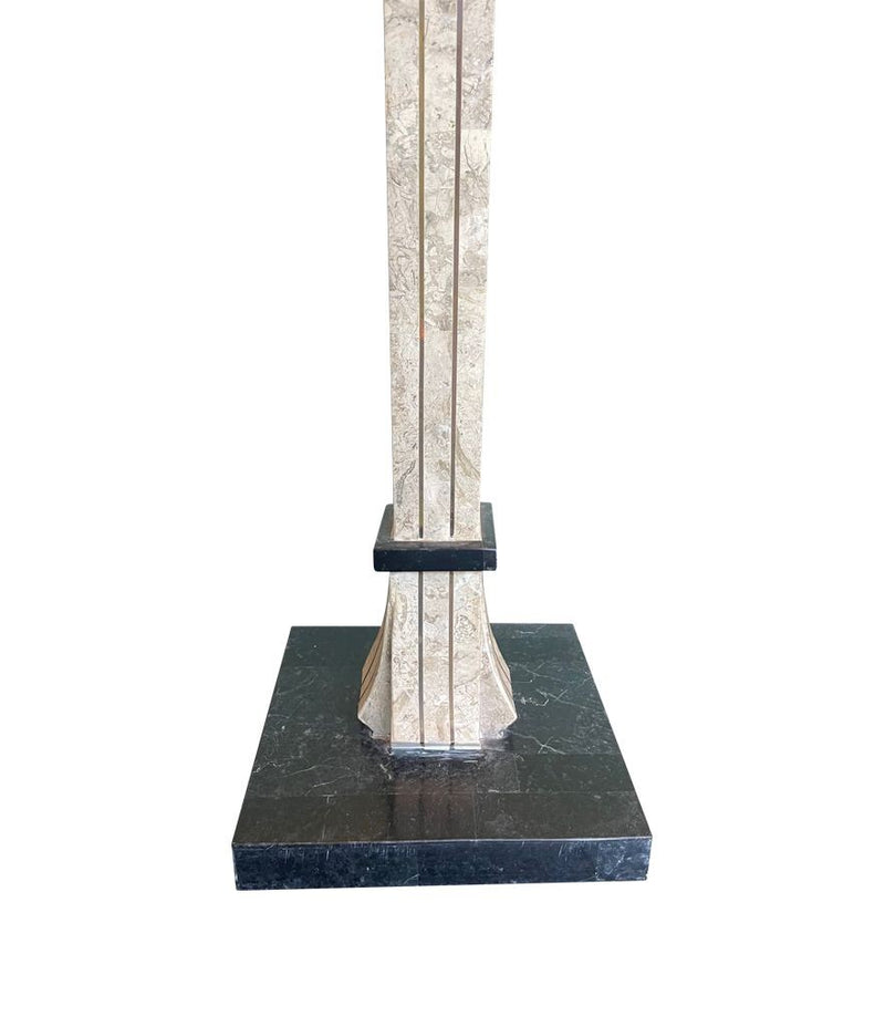 Art Deco style tessellated marble floor lamp by Maitland Smith - Mid Century Lighting