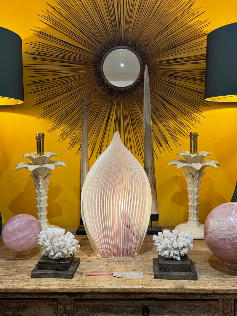 A pair of Italian ceramic 1970s palm tree lamps for lighting company Leola