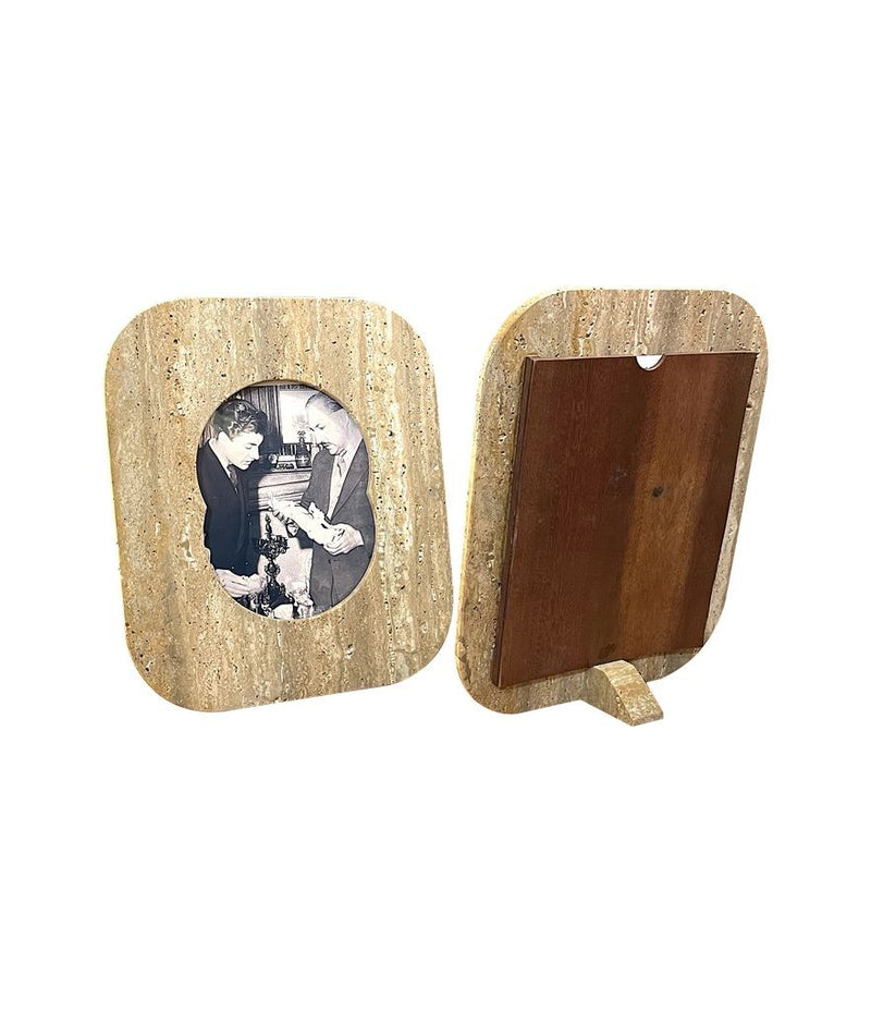 A pair of Mid Century Italian travertine picture frames - Ed Butcher Antique Shop London