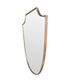 An orignal Italian 1960s brass shield mirror with beaded inner frame detail