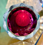 A large heavy 1960s faceted Sommerso Murano glass bowl by Seguso in blue, purple and yellow