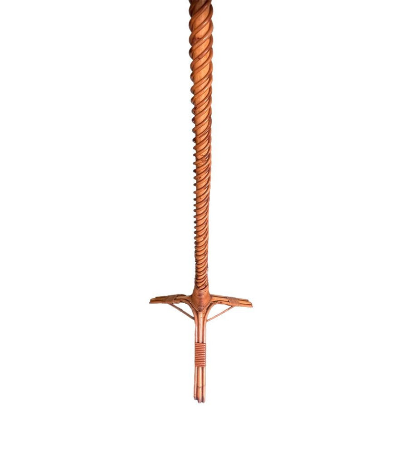 A Mid Century French bamboo floor lamp by Louis Sognot with original bamboo shade - Mid Century Lighting - Mid Century floor lamp