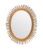 Mid Century Oval bamboo mirror with spiral frame by Franco Albini for Bonacina - Vintage Mirrors