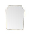 A large original 1950s Italian shield mirror with brass frame, original plate and solid wood back