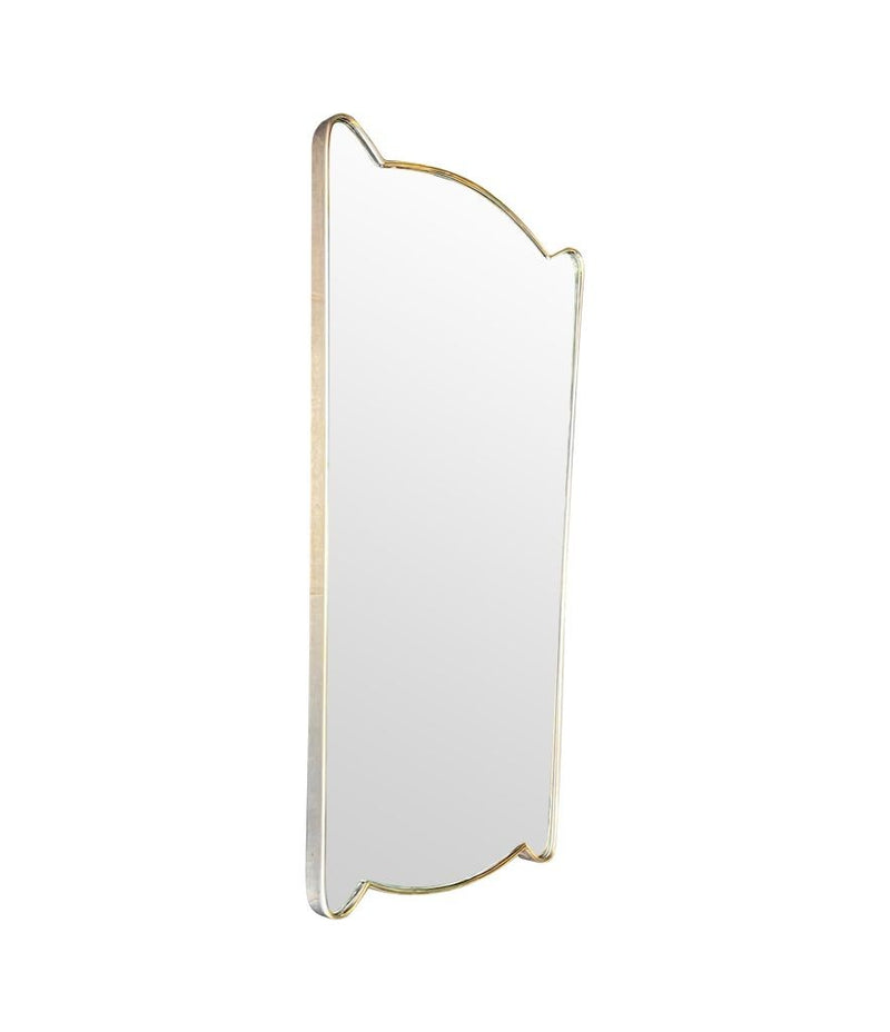 Unique shaped Mid Century Italian shield mirror with solid wood back in the style of Gio Ponti - Mid Century Mirror