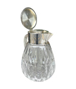 Mid Century Crystal lemonade jug with silver plated handle and central ice tube - Vintage Barware