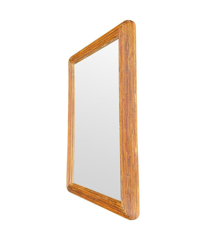 A large landscape or portrait 1970s bamboo mirror