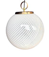 A large 1960s Venini Murano glass ball “Tessuto” swirl pendant light
