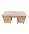 A 1980s colonial style carved wood and rattan desk by Roche Bobois