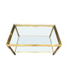  Mid Century Coffee Table in the style of Guy Lefevre gilt metal two tier circa 1970's French 