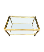  Mid Century Coffee Table in the style of Guy Lefevre gilt metal two tier circa 1970's French 