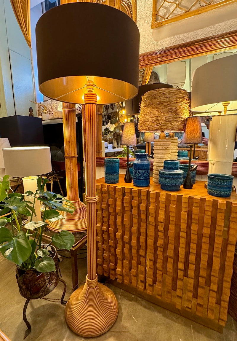 An Italian 1970s bamboo floor lamp