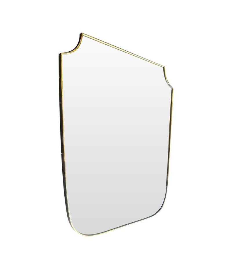 Mid Century Italian Brass Framed Shield Mirror - Mid Century Mirror - Ed Butcher Antiques London