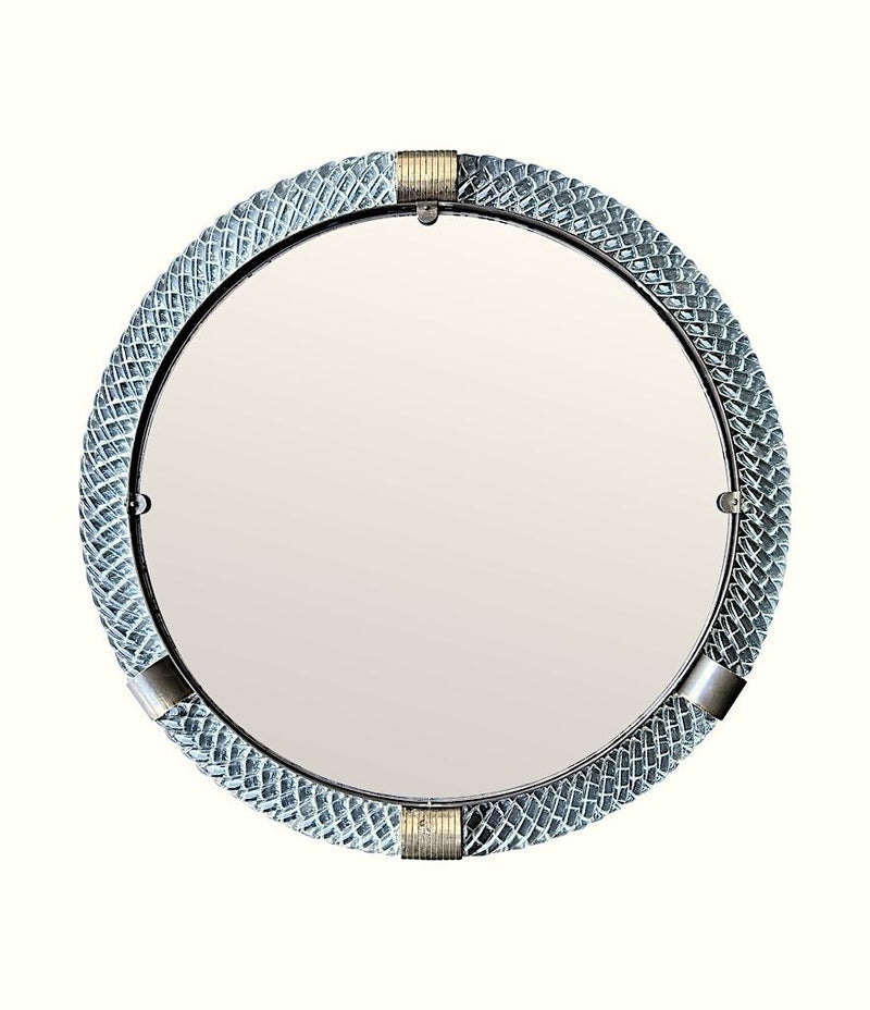 A large 1940s circular Murano glass and brass mirror by Barovier and Toso