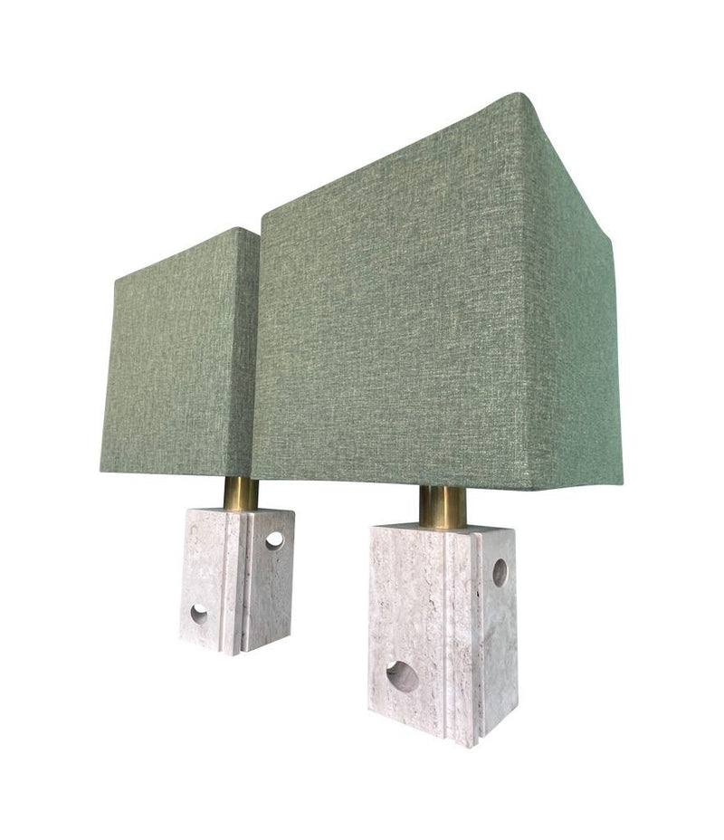 Mid Century table lamps with sculptural travertine bases by Fratelli Mannelli - Mid Century Lighting - 1970s lamps
