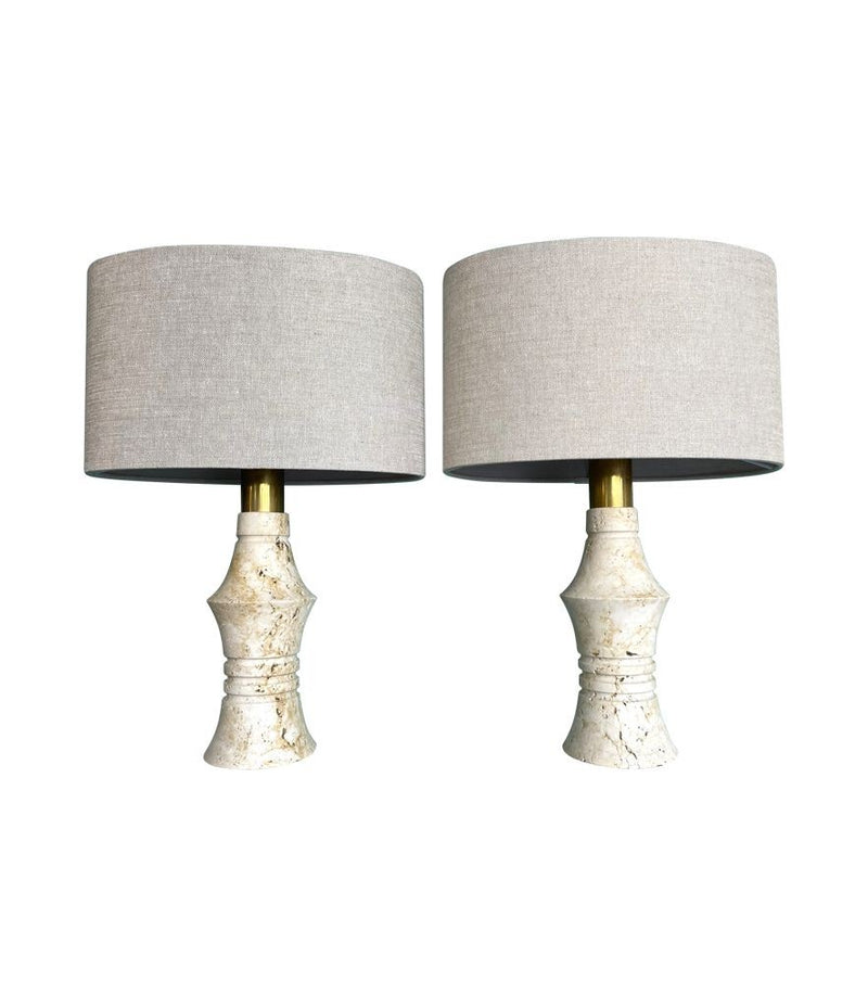 Mid Century table Lamps with Travertine bases by Fratelli Mannelli - Mid Century Lighting - 1970s table lamps