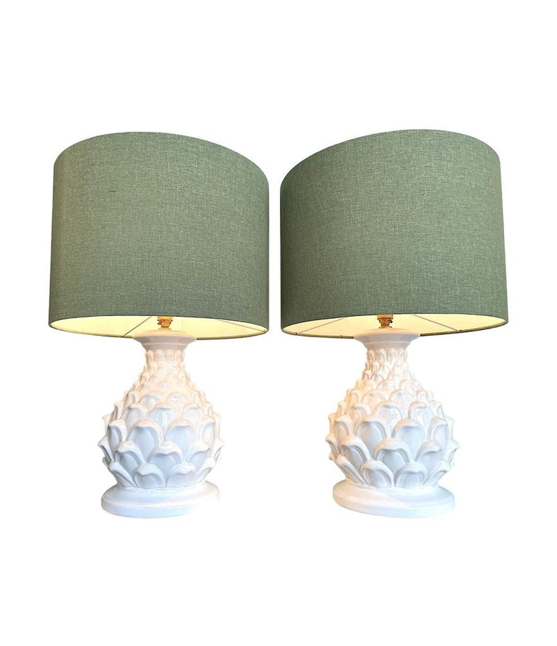 Mid Century table lamps ceramic artichoke bases - Mid Century Lighting - 1970s table lamps