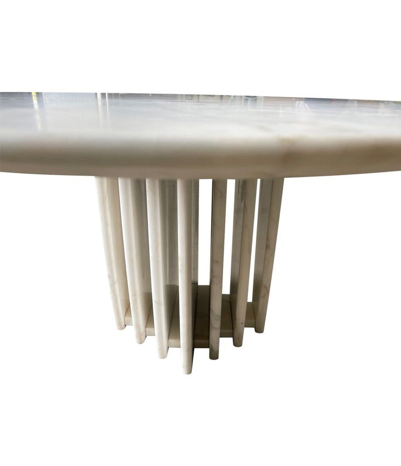An Italian 1970s oval Carrara marble coffee table in the style of Angelo Mangiarotti