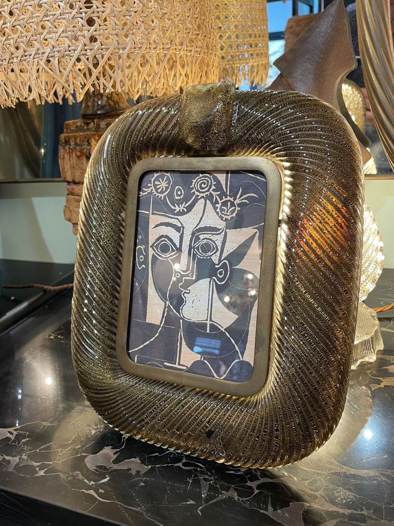 Mid Century Italian Murano Glass and Brass Frame by Tommaso Barbi - Ed Butcher Antiques Shop London