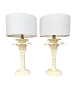 A pair of Italian ceramic 1970s palm tree lamps for lighting company Leola