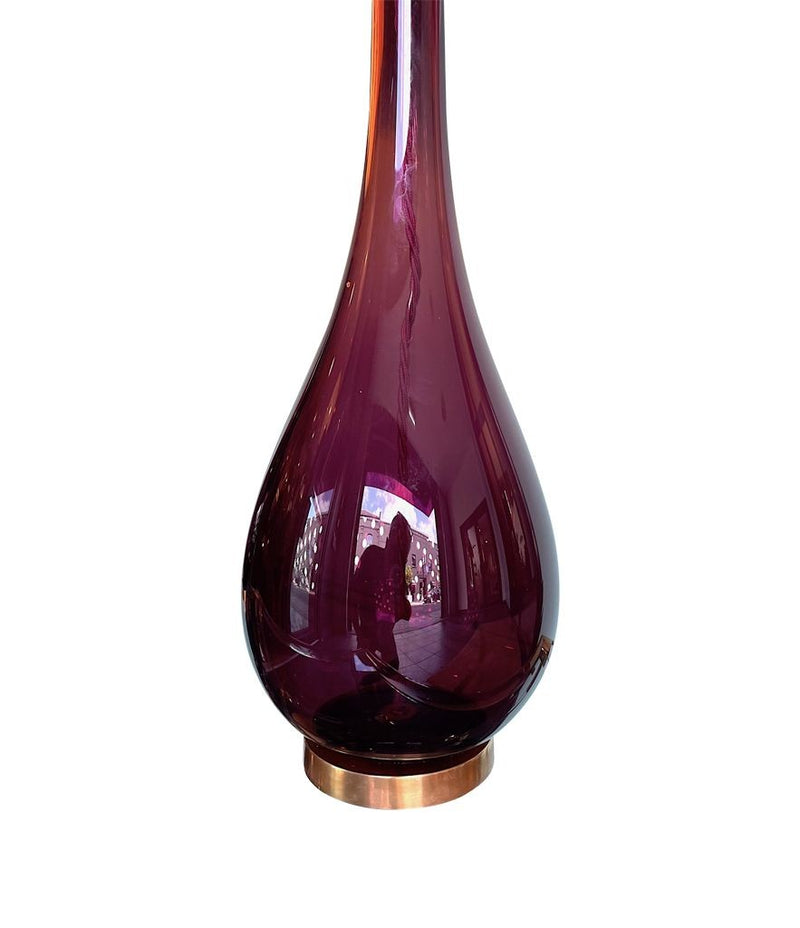 Pair of Italian Purple Murano Glass teardrop shaped lamps - Ed Butcher Antique Shop London