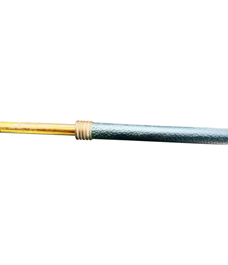 An Italian 1950s Stilnovo brass extendable telescopic wall light with green stitched leather arm