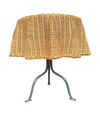 An Italian 1970s woven rattan "draped" side table with cost iron legs
