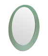 An Italian 1960s Crystal Arte oval mirror with pastel mint green mirrored frame