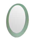 An Italian 1960s Crystal Arte oval mirror with pastel mint green mirrored frame