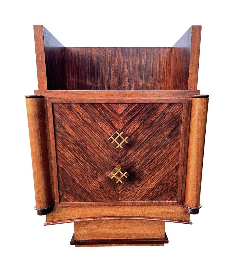 Art Deco Bedside Tables with Macassar Marquetry Detail - Antique Furniture - Ed Butcher Antiques Shop London