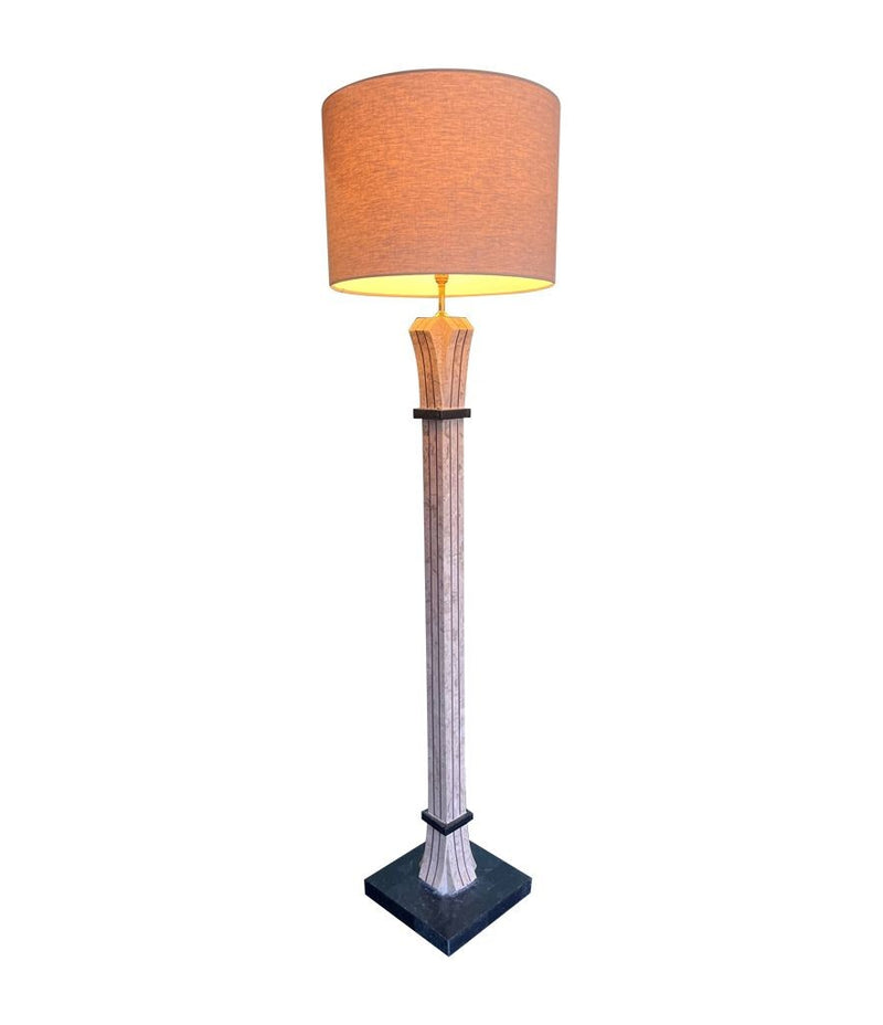 Art Deco style tessellated marble floor lamp by Maitland Smith - Mid Century Lighting